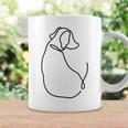 ラインタトゥー、ラインアートtシャツ、ミニマリストな犬のモチーフ コーヒーマグ ギフトのアイデア
