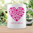世界中の幸せを願う 可愛い ハート ピンク クローバー 反戦 平和 バックプリント コーヒーマグ ギフトのアイデア