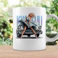 強風ピンナップガールとオールドアメ車のバックプリント コーヒーマグ ギフトのアイデア