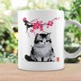 日本の墨絵マンチキン猫 桜 桜アート コーヒーマグ ギフトのアイデア