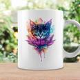 猫 花 カラフル かわいい アート 動物好き グラフィック 猫 コーヒーマグ ギフトのアイデア