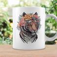 花柄 水彩 虎 花 王冠 虎好き コーヒーマグ ギフトのアイデア