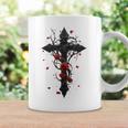 赤いバラのゴシック・クロス 長袖tシャツ コーヒーマグ ギフトのアイデア