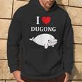 かわいい面白いシンプルなジュゴンの魚を引用します。 I Love Dugong パーカー ライフスタイル