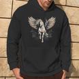 白いペガサス 大きな白い翼 面白いグラフィックtシャツ パーカー ライフスタイル
