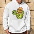 ハンバーガーを食べるかわいいカメ 面白いハンバーガー 長袖tシャツ パーカー ライフスタイル