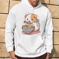 面白いモルモット 箸でラーメンを食べる アニメ 長袖tシャツ パーカー ライフスタイル