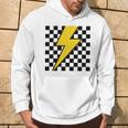 黄色の稲妻チェッカー審美的レーシング 長袖tシャツ パーカー ライフスタイル