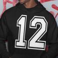 12番の前面と背面にホワイトのプリント。 パーカー 面白い贈り物