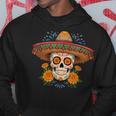Dia De Los Muertos スカルとマリーゴールド パーカー 面白い贈り物