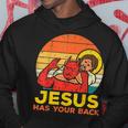 Jesus Has Your Back 柔術 レトロ クリスチャン パーカー 面白い贈り物
