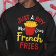 Just A Boy Who Loves French Fries フライドポテト じゃがいも ヴィーガン パーカー 面白い贈り物