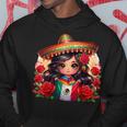 Long Haired Curvy Mexican Chibi Zarape Roses Mexican Pride パーカー 面白い贈り物