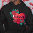 I Love Miami Miami Love Heart & Roses Illustration Graphic パーカー 面白い贈り物