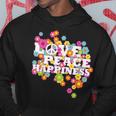 Love Peace Happiness 60年代70年代ヒッピーフラワーパワー パーカー 面白い贈り物