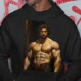Muscle Man Bodybuilder Gay Daddy Classic Oil Paintingtyle パーカー 面白い贈り物