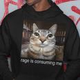 Rage Is Consuming Me 愚かな凝視猫ミーム パーカー 面白い贈り物