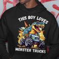 This Boy Loves Monster Trucks 恐竜モンスタートラック パーカー 面白い贈り物