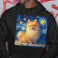 かわいいポメラニアン犬 星月夜 ヴィンセント・ヴァン・ゴッホ絵画 パーカー 面白い贈り物