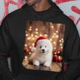 かわいい子犬の動物のクリスマス–サモエド犬のグラフィック パーカー 面白い贈り物