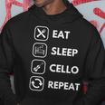 イート・スリープ・チェロ・リピート パーカー 面白い贈り物