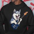 エレキギターを弾く面白いシベリアンハスキー犬ミュージシャン パーカー 面白い贈り物