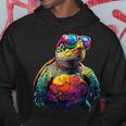 カメ カラフル Popart レインボー 爬虫類 かわいい亀 パーカー 面白い贈り物
