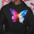 カラフルなシルエット抽象的な水彩蝶 パーカー 面白い贈り物