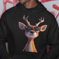 サングラスの角を持つ雄鹿狩猟鹿トナカイ赤鹿 パーカー 面白い贈り物