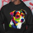 ジャック・ラッセル・テリア ブライトカラー ポップアート 愛犬家 パーカー 面白い贈り物