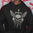 スカル クロス Y2k グランジ 美的 Alt ゴス スカル クロス ゴシック パーカー 面白い贈り物