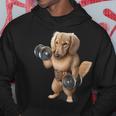 ダックスフンド 犬の筋肉トレーニング ダンベル付き フィットネスジム パーカー 面白い贈り物