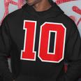ナンバー10 スポーツジャージ 誕生日 年齢 ラッキーナンバー レッド ホワイト パーカー 面白い贈り物