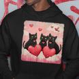 ハートのある黒猫 バレンタインデー アートペインティング パーカー 面白い贈り物