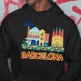 バルセロナの象徴的な建物とサグラダファミリア カラフル パーカー 面白い贈り物