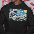 バンゴッホの星空と北斎の富嶽三十六景波絵の融合 パーカー 面白い贈り物