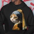 パールイヤリング付き猫 フェルメール パーカー 面白い贈り物