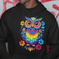 フクロウと花 カラフルなアートワーク フクロウの恋人 パーカー 面白い贈り物