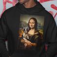 ボストンテリア モナリザ 絵画 アート 犬 ママ お父さん パーカー 面白い贈り物