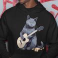ミュージシャン ロシアンブルー猫 ギタリスト 猫とギター パーカー 面白い贈り物