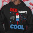 レッド ホワイト クールなアメリカ国旗 アイスキャンディー 面白い 7月4日 パーカー 面白い贈り物
