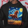 ヴァンゴッホの星空の夜ワイルドホースマスタングアニマル愛好家 パーカー 面白い贈り物
