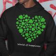 世界中の幸せを願う 可愛い ハート クローバー 反戦 平和 パーカー 面白い贈り物