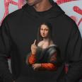 中指軽量グラフィックのモナリザ パーカー 面白い贈り物