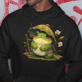 日本のかわいいコテージコアフロッグ 不機嫌な日本のカエル パーカー 面白い贈り物