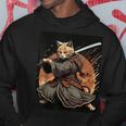 日本アート 猫 忍者 浮世絵 アニメ風 サムライキャット パーカー 面白い贈り物
