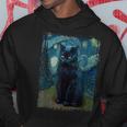 星月夜 ヴィンセント・ヴァン・ゴッホ 黒猫 レトロ絵画 猫 パーカー 面白い贈り物