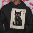 猫 鬼 ハロウィン 日本 ミニマリスト 墨絵 浮世絵風 パーカー 面白い贈り物