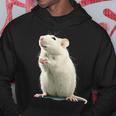 白いネズミが好きな人のための面白い見た目の白いネズミ パーカー 面白い贈り物