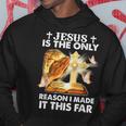 私がここまでたどり着いた唯一の理由はイエス様です パーカー 面白い贈り物